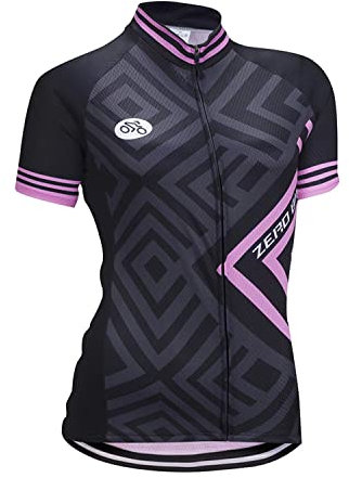Damen Atmungsaktiv Schnelltrocknend Fahrradtrikot, Outdoor Kurzarm Radsport-Shirt, 0028, L