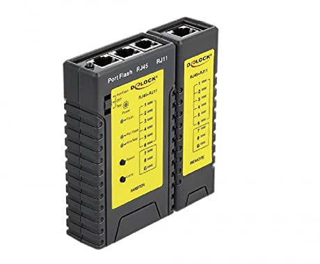 Delock 86407 Netzwerk Tester Kabeltester RJ45/RJ12 LED Portfinder-Funktion