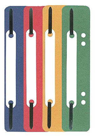 Fiico Aktendulli-Hefter 100 Stück aus Recycling-Karton, farbsortiert: je 25x blau, gelb, grün und rot, für A4, 4-fach-Lochung, Metallschiene