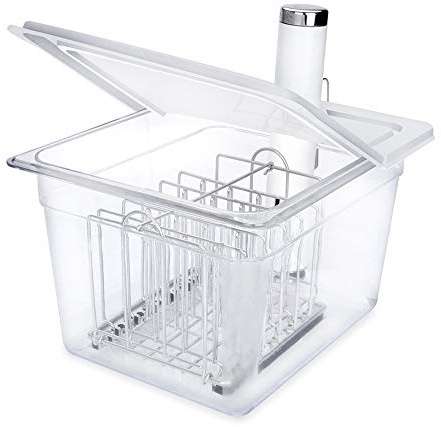 EVERIE Sous Vide Container 12 Quart with Hinge Lid and Sous Vide Rack Compatible with Breville Joule