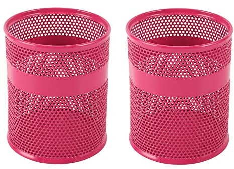 EasyPAG Pen Pot Pencil Holder Makeup Brushes Storage,Pack of 2,Pink | Metal Mesh,Home and Office,Desk Tidy,Stationery Organiser