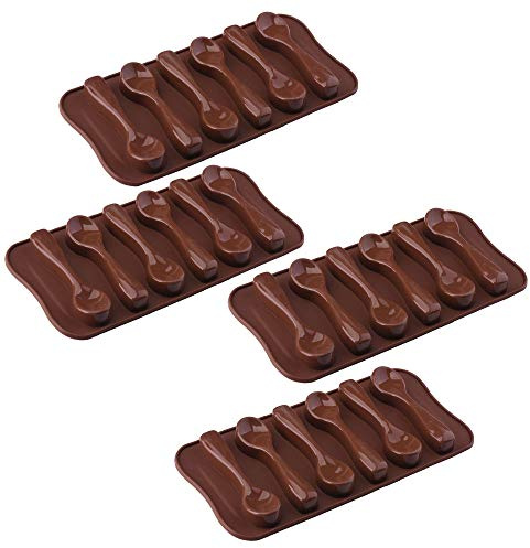 4 Pezzi Stampo da Forno Forma a Cucchiaio, Stampi Cioccolato Silicone, Stampi Cioccolato Silicone Antiaderenti, Stampo al Cioccolato, per Cioccolata, Caramelle, Candele, Ghiaccio