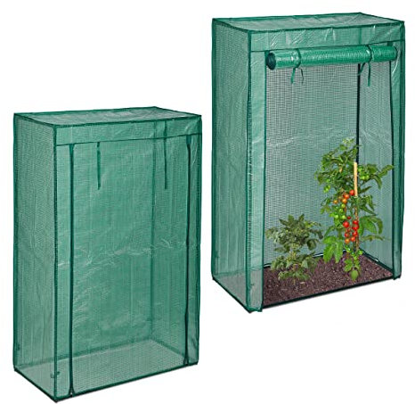 Relaxdays Serre de Jardin Tomate, Lot de 2, Balcon, Protection, bâche, HLP 150x100x50 cm, Acier & Plastique, Vert