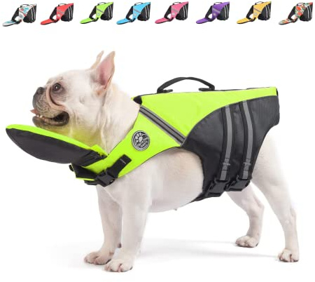 Mklhgty Dog Life Jacket, Reflective Dog Life Vest with Removable Neck Float & High Buoyancy for Swimming and Boating, Ripstop Pet Safety Swimsuit Rescue Handle for Small Medium Large Dogs