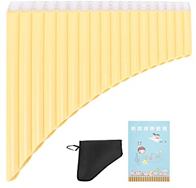 Alomejor Panflöte, 16 Pfeifen/18 Pfeifen C Key Pan Pipes Instrument mit Kartontragetasche für Kinder Erwachsene Anfänger Lehrpersonal(Gelb)