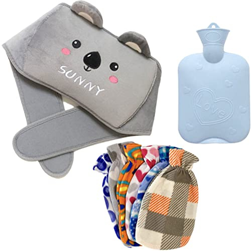 AVASAGS Bolsa de agua caliente de goma con funda de cintura suave para adultos, botella de agua caliente con funda para aliviar el dolor de cintura, espalda, lesiones deportivas (koala)