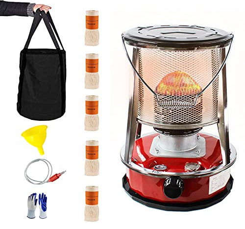 Petroleumofen 32x32x46cm/32.5x32.5x47cm,Tragbarer Petroleumheizung,Mobiler Petroleumkocher Für Den Innenbereich,Für Den Außenbereich Campingzelt Terrasse,Zum Heizen Und Kochen Ohne Strom,4.6L-Red