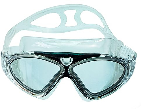 Ioggtser Lunettes de natation, lunettes de natation à large monture pour adultes, hommes et femmes, lunettes de piscine anti-buée avec protection UV, vision claire à 180°
