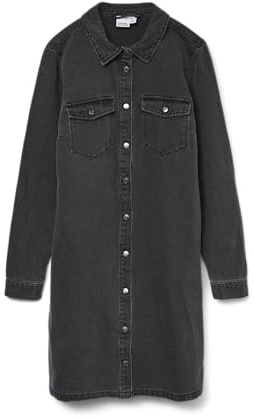 VERO MODA Kvinnlig jeansklänning VMJENNIE kort klänning, Svart denim, S