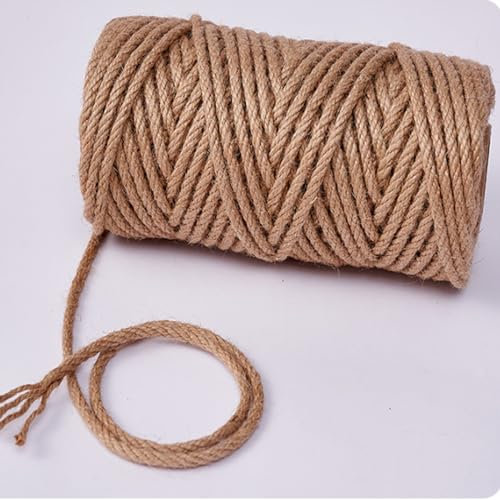 Jutekordel Strapazierfähige Dicke Schnur, Kordel Deko Paketschnur, Schnur Bastelschnur Reißfest, Sisalseil Gartenschnur Bindeschnur für Verpackung, DIY Kunst-Handwerk, Floristik, Dekoration 6mm/100m (
