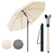 WOLTU Parasol de Jardin Extérieur, Parasol Plage, Fonction d'inclinaison et Hauteur Réglable, pour Balcon, Terrasse, Plage, Marché, Anti-UV, Sac de Rangement, φ 155 cm Beige