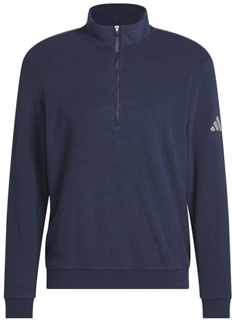 Adidas Homme Mens ULTIMATE365 Terry Cloth Quarter Zip Pullover, Collegiate Navy, L