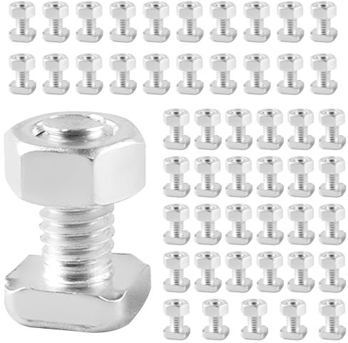 Lot de 50 vis à tête marteau M6 en aluminium pour serre avec écrous pour meubles, outils de réparation de serre