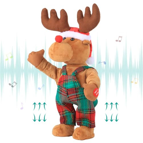 SdeNow Rudolph - Giocattolo musicale animazione - Renne - Rudolph - Nose rosse - Tweaking Santa Claus