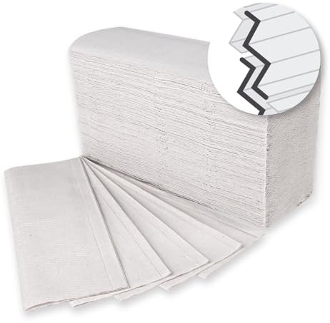 3000 Stück Hygoclean Papierhandtücher, 1-lagig | Recyclingpapier, Interfold, weiß, L: 24cm, B: 23cm, Papierhandtücher, Einmalhandtücher, Falthandtücher, Zickzack Papierhandtücher, Einmalhandtücher