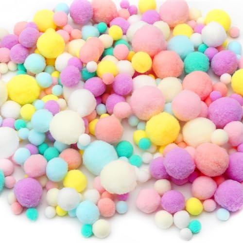 500 Pezzi di Pompon per Il Crafting 1-3cm 5 Misure Decorazione con Pompon Colorati Palline di Feltro Colorate Kit Pom Pom per Il Crafting per Artigianato Creativo Fai Da Te, Decorazione per Feste