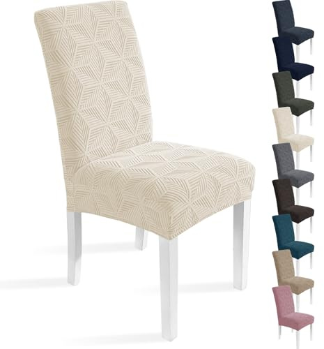 Ystyle Coprisedie con Schienale Elasticizzato 6 Pezzi, Beige | Copri Sedie Soggiorno Cucina, Universali Fodera Sedia Antigraffio Gatto, Moderno Antimacchia Copertura Sedia