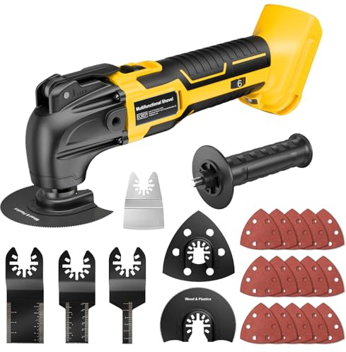 Utensile oscillante a batteria per batteria Dewalt 18V 20V (senza batteria) Kit di utensili oscillanti senza spazzole con 6 velocità variabili, rimovibile e raschiante, con 23 accessori