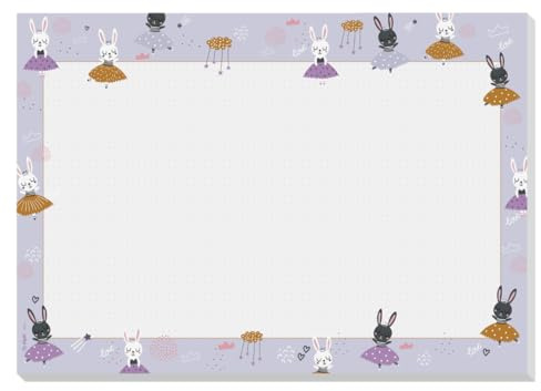 SIGEL HO920 Sous‑main papier « Bunny Ballerinas », A3, 80 g/m² FSC, bloc détachable, antidérapant | pour dessiner, écrire, bricoler | lilas/violet/bleu clair/jaune doré, 30 feuilles