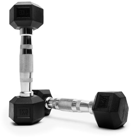 NORTHERN Hex Dumbbells Pair 1KG-10KG Pairs with Metal Handles Anti-Rolling Sports Weights Sets Home Gym Equipment Workout Fitness Hexagonal Rubber Coated Kit Weight Lifting Exercise Strength Training