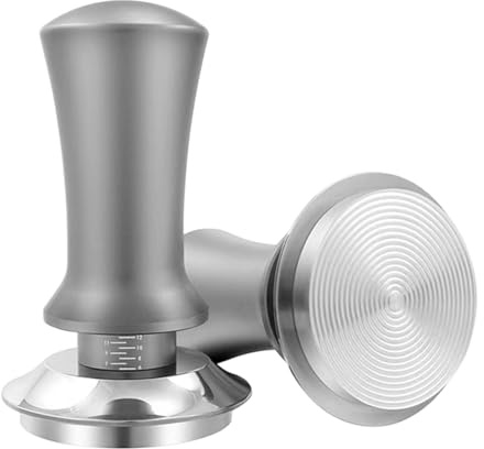 TWSOUL Prensadora de café de 58 mm/51 mm, regulador de presión, base acanalada, base de acero inoxidable 304, para cafeteras portafiltros, accesorio para los amantes del café (mango plateado, 51 mm)