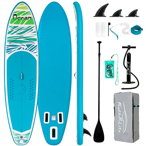 FunWater Tavola da Stand Up Paddle Gonfiabile Ultra Leggera con SUP, 3 Pinne, Pagaia Regolabile, Pompa, Zaino, Leash e Impermeabile per Telefono