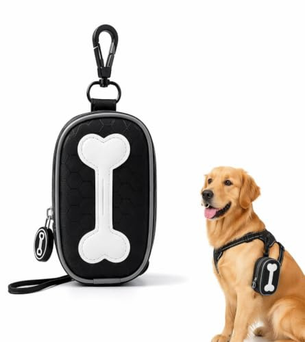 Dog Poop Bag Holder, Black or Blue Hands Free Waste Bag Carrier, Durable Poo Bag Dispenser for Dog Leash, Pet Waste Pouch for Outdoor Walking (Black)