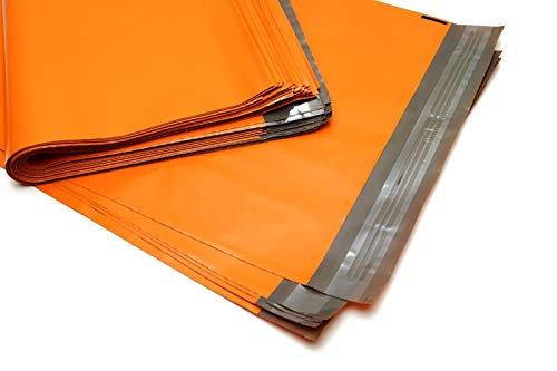 100 Farbige Folien-Versandtaschen - Bunte Klappenbeutel mit Selbstklebeverschluß, unbedruckt, LDPE, recycelbar Format 450 x 600, Farbe orange