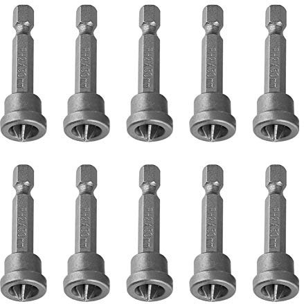 Lot de 10 embouts de tournevis cruciformes magnétiques PH2 à tige hexagonale pour positionnement de plaques de plâtre