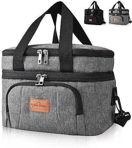 BalladHome 10L Kühltasche Lunchtasche Picknicktasche Isoliertasche Faltbar Kühlbox Wiederverwendbare Thermotasche für Lebensmitteltransport (Grau)-B