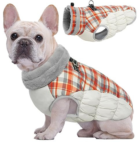 Kuoser Hundemantel Winter für kleine Hunde Wasserdicht & Winddicht, Warme Hundejacke mit Fleecefutter Reflektoren Reißverschluss, Pelzkragen & D-Ring – Outdoor Hundebekleidung, XS