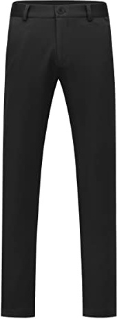 Allthemen Pantalon de Costume Homme Stretch Couleur Unie Pantalon Slim Fit Droit pour Business Noir M