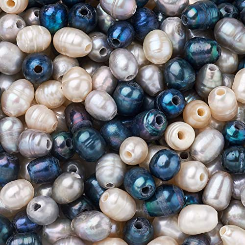 Boutigem 180Pcs Natural Oval Pearl Beads 7~10mm Large Hole Rice Pearls for Beading Necklace Bracelet Earring Jewelry Making DIY Crafts Decor