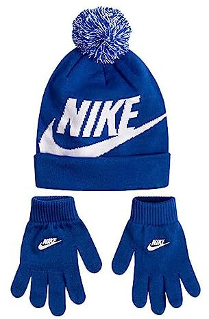 NIKE Kids Swoosh Pom Beanie Glv Set, Game Royal, 4/7 Years