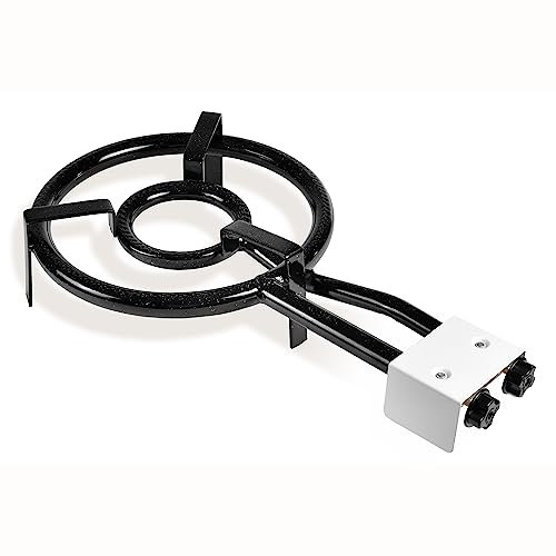 briebe Bruciatore a Gas Paellero 2 Fuochi 35-15 cm, Fornello per Paella, Adatto per Padelle o Paellera da 24 a 50 cm di Diametro, Due Regolatore di Fiamma