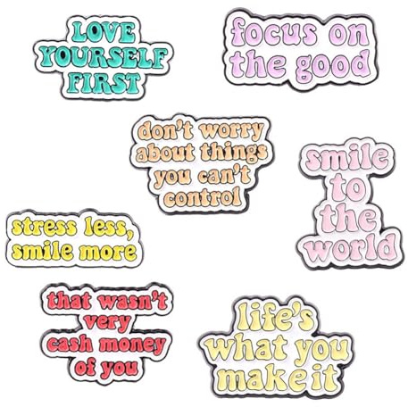 6Pcs Letter Enamel Pin Positive Encouragement Phrase Brooches Pin Inspirational Letter Lapel Pin Badge Positive Saying Pin Set Clothes Bag Party Decor DIY Craft Accessories