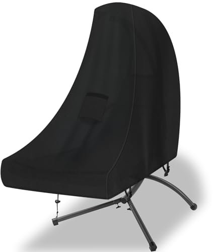 YMPPMKN Abdeckung für Hängeliege Schwerlast 600D Oxford Gewebe mit Schnallen und Kordelzug, Wasserdicht, Winddicht, UV-Beständiges Schwebeliege Abdeckhaube,Schutzhülle Hängeliege,198*185cm (Schwarz)