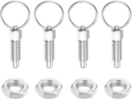 QUARKZMAN 4Pcs Pasador de Resorte con Anillo de Extracción Rosca M6*1 Longitud 0.48 Pasador Diámetro 4Mm Cabeza Redonda Acero al Carbono Retráctil No Bloqueable