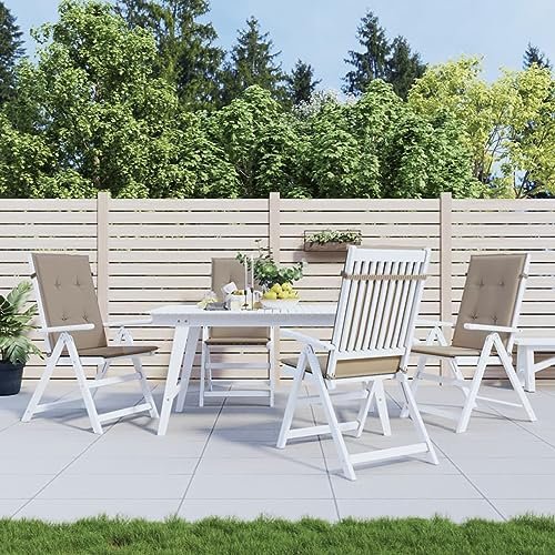 Homgoday Gartenstuhlauflagen Hochlehner 4 STK. Stuhlauflagen Hochlehner Sitzauflagen Sitzkissen Polsterauflagen Stuhlkissen Auflagen für Hochlehner Gartenstuhl Taupe 120x50x3cm Stoff