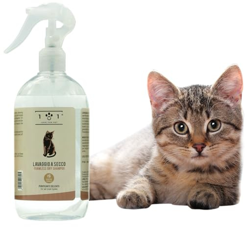 Champú seco natural y vegetal para gatos – sin agua ni enjuague – para una limpieza química efectiva, línea 101 (500 ml)