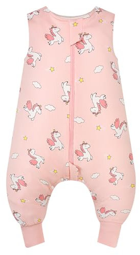 WYTbaby Schlafsack mit Füßen 1.0 Tog aus 100% Baumwolle - Weicher Ganzjahres Schlafsack Baby - Ärmellos - Ideal für Schlaf und Wärme - Perfekt für Jungen und Mädchen - 80cm