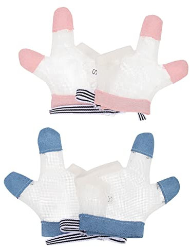 TOYANDONA 6 Paare Ringbeißende Handschuhe Fäustlinge Fingerschutz Für Kleinkinder Handschuhe Zum Stoppen Des Fingerlutschens Babyhandschuhe Kinderfinger -daumenschutz Beißhandschuh Netz