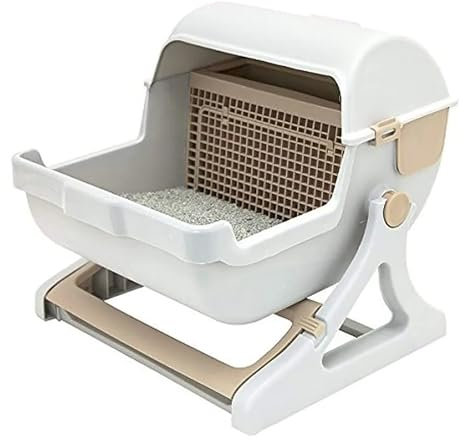 The Finer Feline, Semi-Automatic Cat Litter Box, Quick Clean & Anti Splash Cat Litter Tray, Semi-Enclosed Cat Toilet, Odor Free & Easy Cleaning Litter Box, Cat & Kitten Friendly, Pet-Safe Materials
