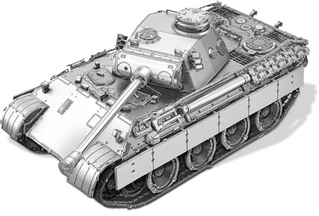 Piececool 3D pussel metall pansarvagn panter 1:48, 3D metallpussel PzKpfw V AUSF D, modell fartyg för 340 rostfritt stål, födelsedagspresent, modellbyggsats vuxna