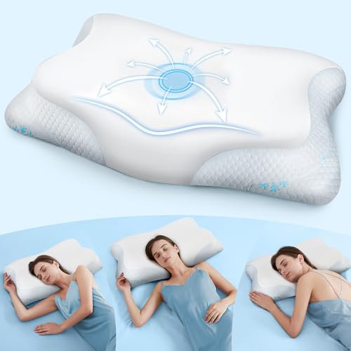 CloudÉtoile Cuscino Cervicale Memory Foam - 2 in 1 Cuscino Letto Ortopedico con Schiuma per Dormire sul lato e sulla schiena, Ergonomico Guanciale Letto Regolabile in altezza, Bianco