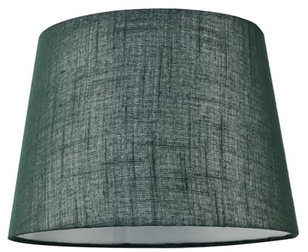 Modern Deep Forest Green Linen Fabric Drum Lamp Shade | 25cm x 18cm x 20cm | Reversible Gimbal for Pendant or Table by Happy Homewares