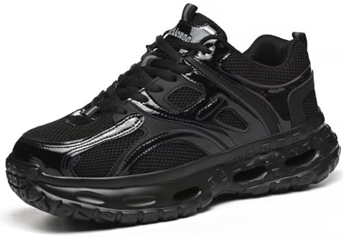 Blacklonng Safety Shoes for Women Lightweight Steel Toe Cap Trainers Safety Trainers Breathable Non Slip Ladies Work Shoes 1218 Black 38