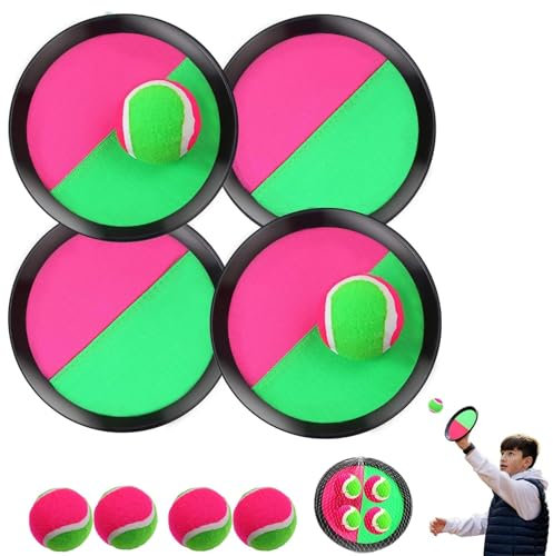 LERANXIN Balle Scratch, Jeux de Plage Enfant, Équipé de 4 Plateaux de Réception et 4 Balles - Jouet Plage Enfant, Jeu de Lancer de Balles en Plein Air, IdéAl pour les Loisirs en ExtéRieur et le Jardin