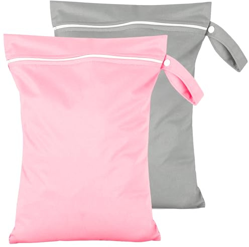 Bolsas Impermeables 2pcs - Bolsa Ropa Mojada Piscina - Bolsa Ropa Sucia Viaje Reutilizable 40x30cm con Cremallera y Asa para Playa, Gimnasio, Sucias/Húmeda, Bebe Pañales, Toallitas Húmedas, merienda