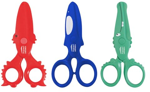 Vaessen Creative Set di Forbici per Bambini Granchio, Balena, Coccodrillo - 3 pz da 12 cm - Forbici punta arrotondata per la Sicurezza - Per Mancini e Destrimani - Progetti Creativi e di Hobbistica